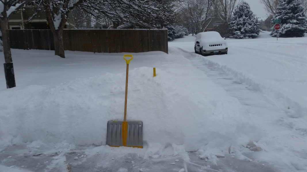 Bigger snow pile after shoveling