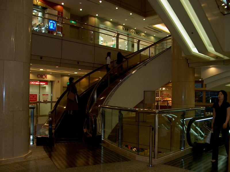 Way too dark but it's a curving escalator!